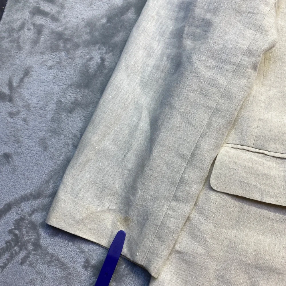 Tasso Elba Mens Linen Blazer Jacket Beige 3 Button Unlined Sport Coat‎ Size L